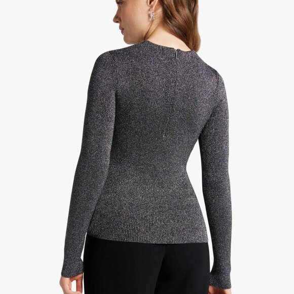 Michael Michael Kors Ribbed Metallic Knit Cutout Sweater NWT Size XS - Picture 4 of 4